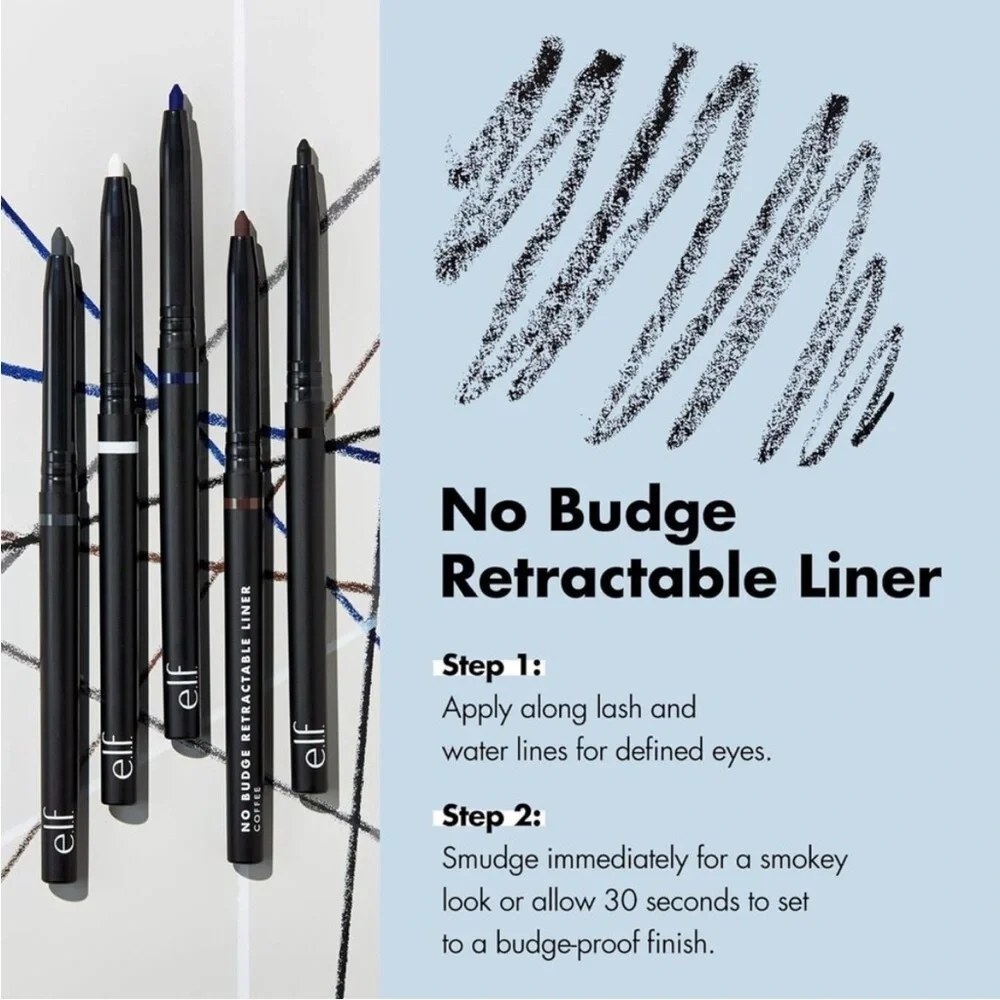 E.L.F No Budge Retractable Liner - Black Waterproof NIB ❤️